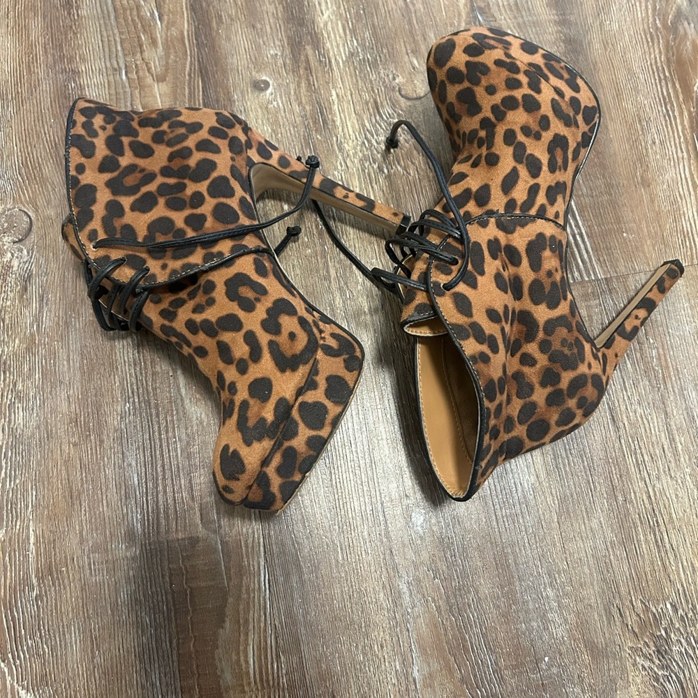 Jessica Simpson Leopard Lace-Up Heels